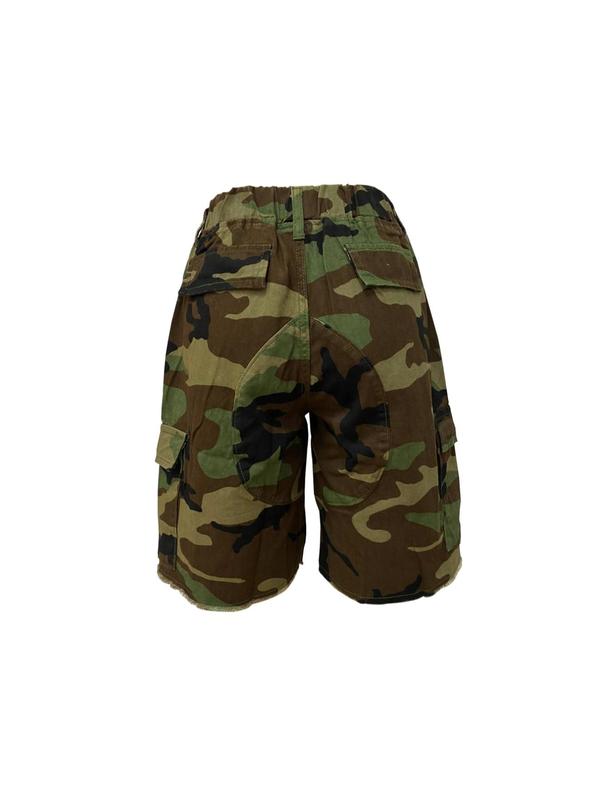 Azuria Summer Camo Print Cargo Shorts