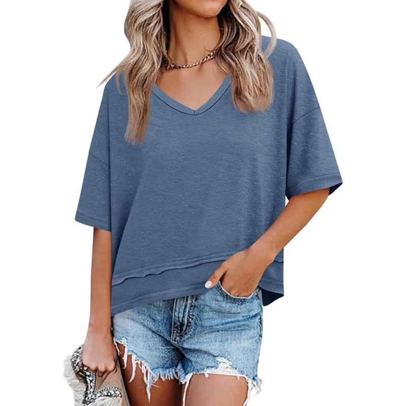 Azuria Casual Summer V-Neck T-Shirts